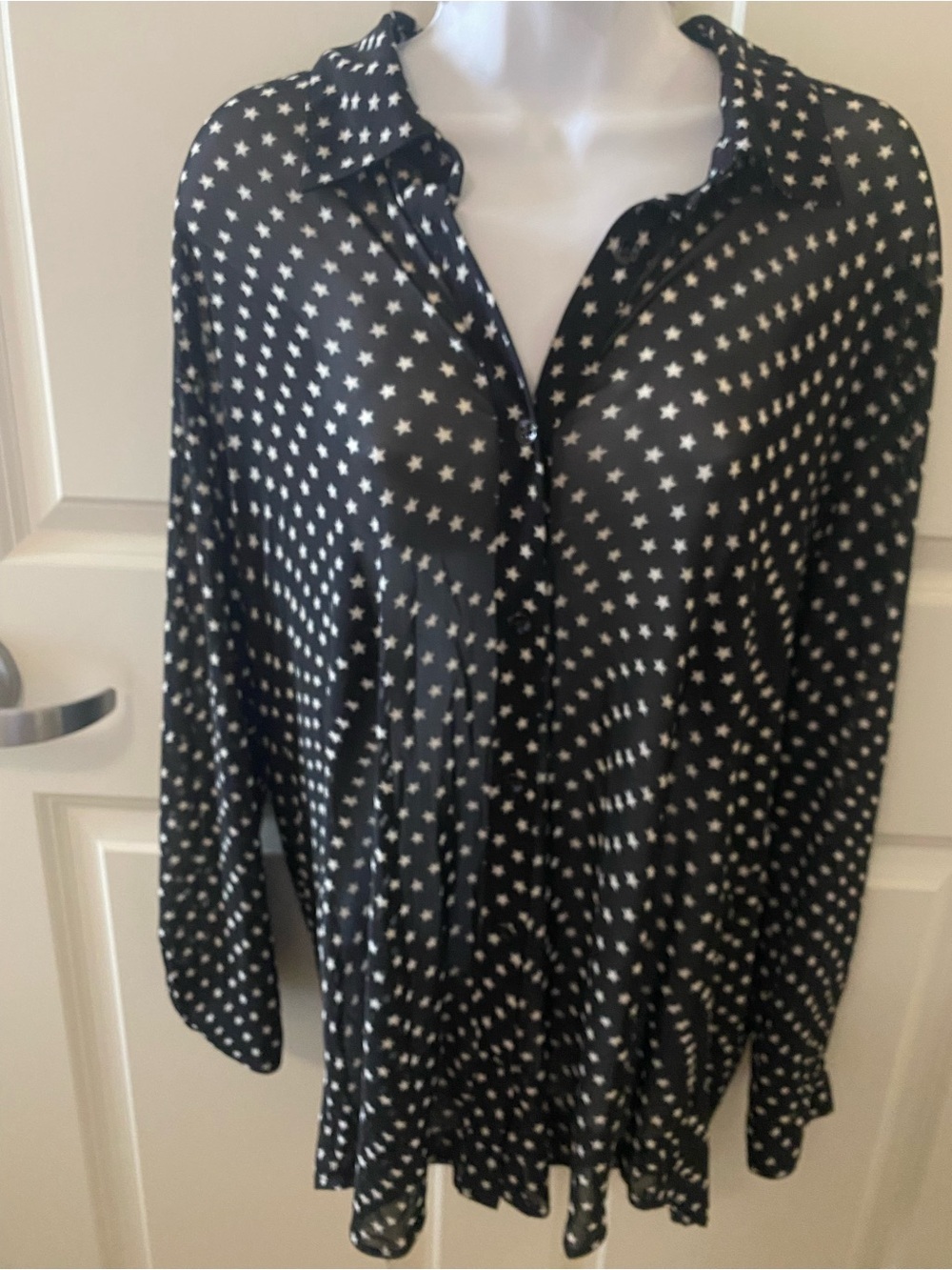 CAbi Black Button-Down Star Print Shirt